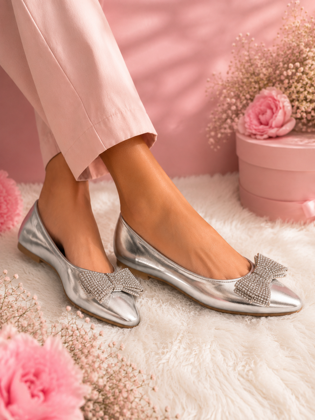 Silver Belle Pointed-toe Flats