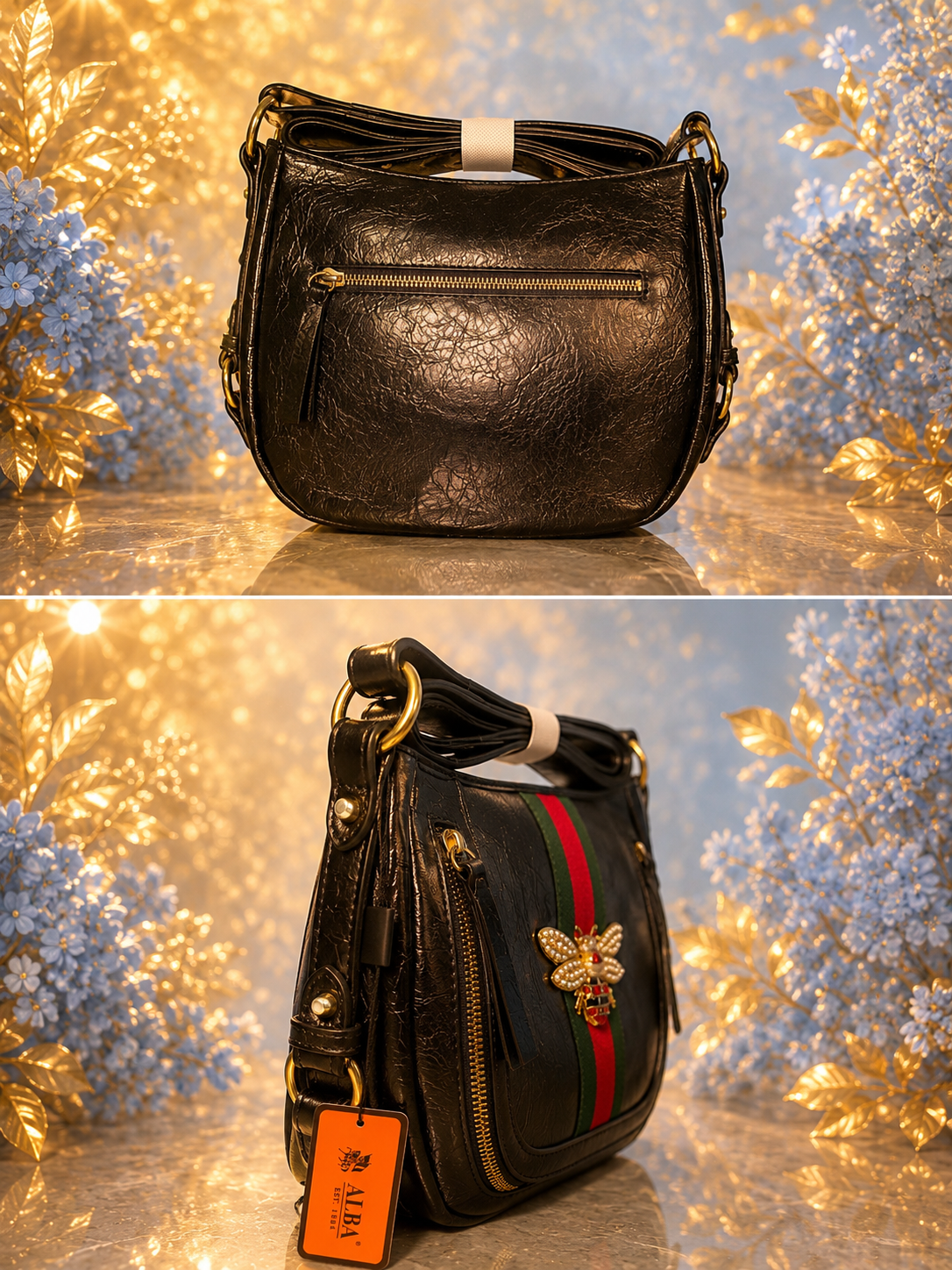 Bee Charm Crossbody handbag - Black