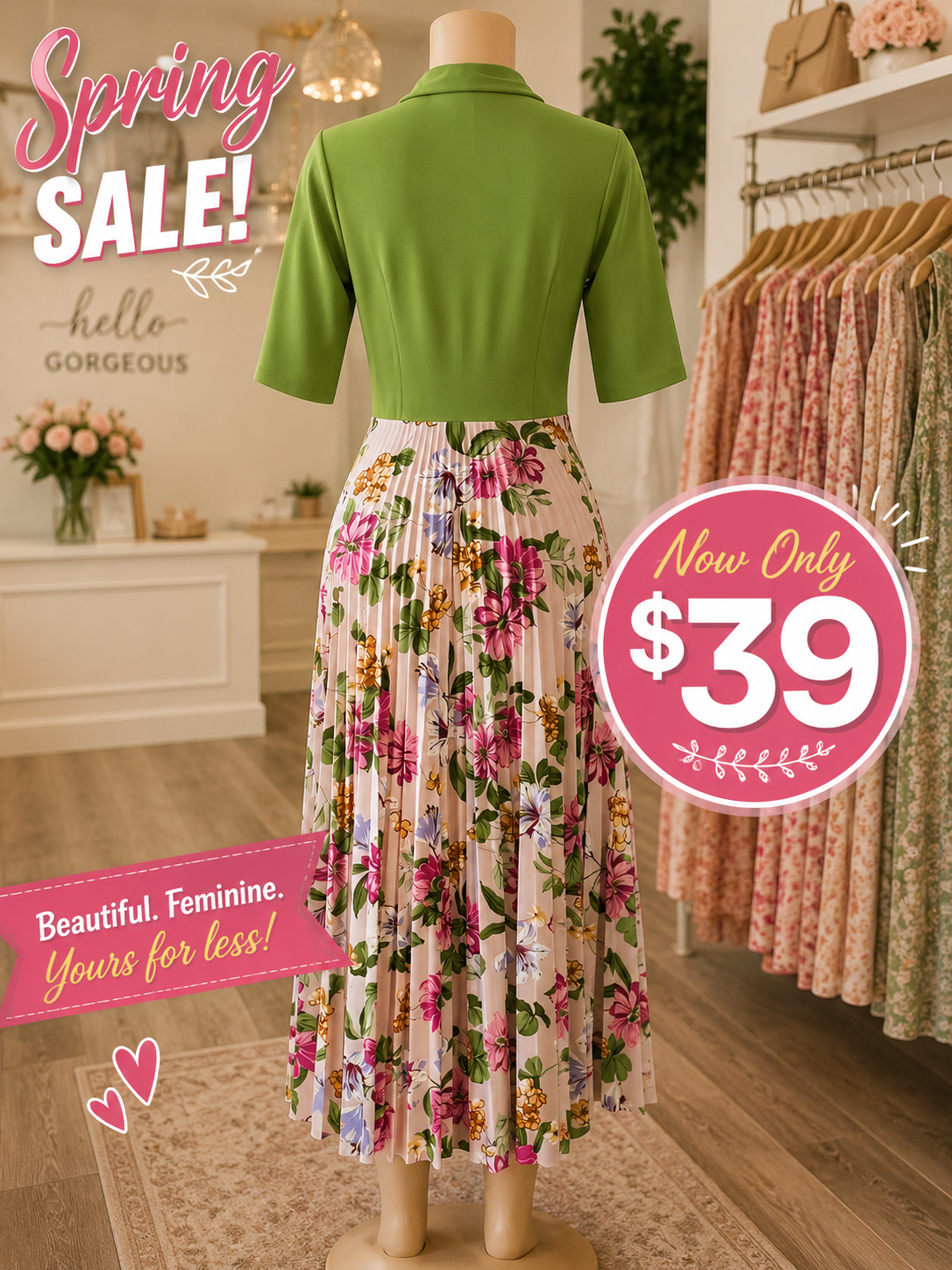 Blush Garden Pleated Maxi Dress