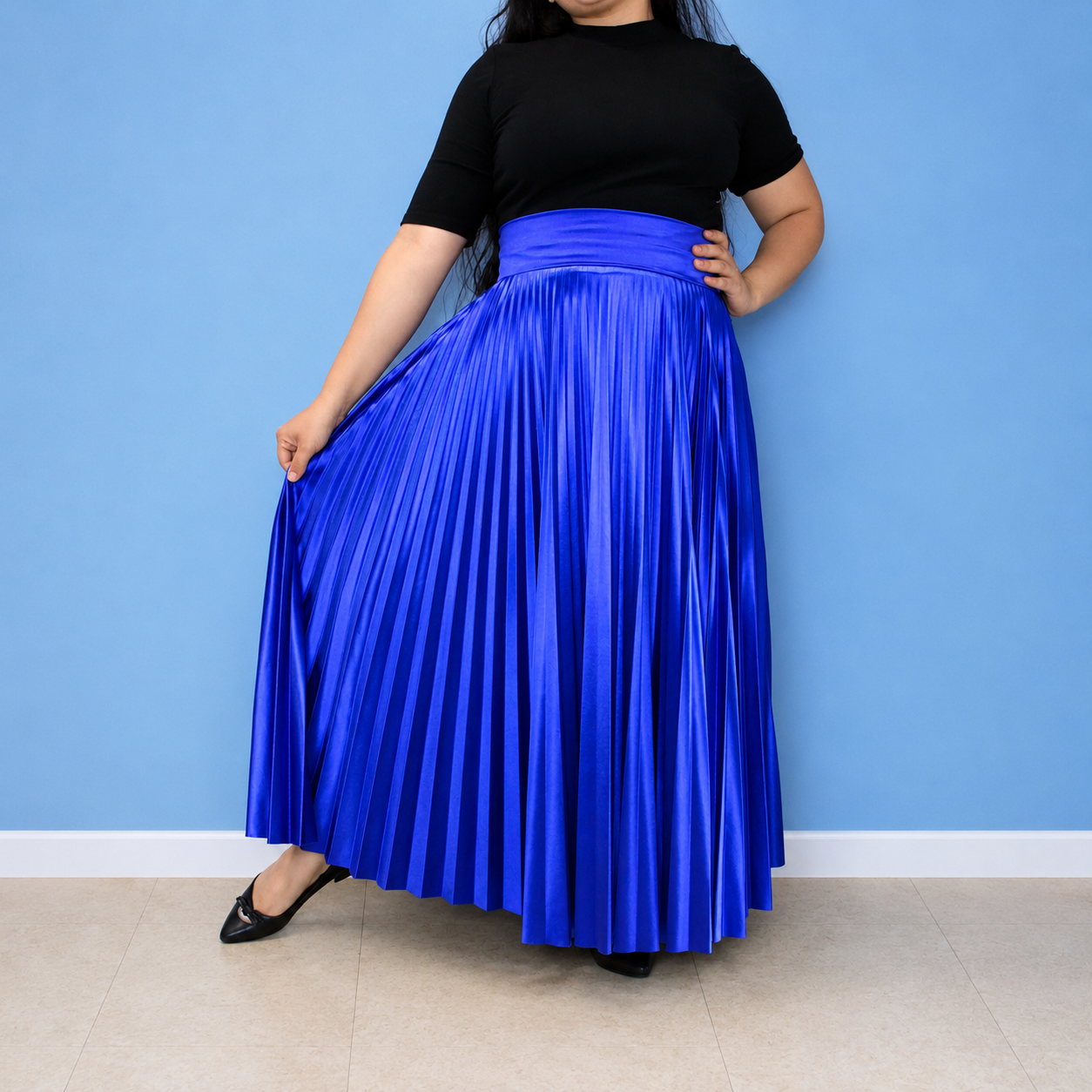 Royal Sapphire Pleated Skirt
