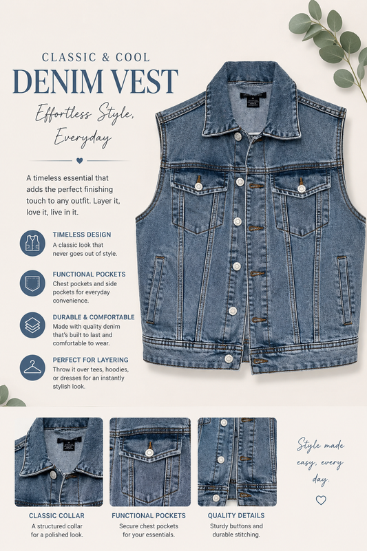 Denim Vest - Light Blue