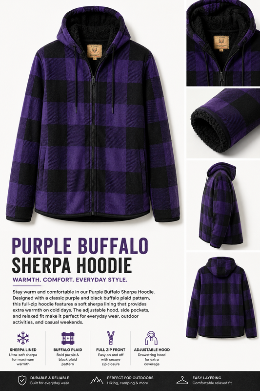 Purple Buffalo Sherpa Hoodie (for him)