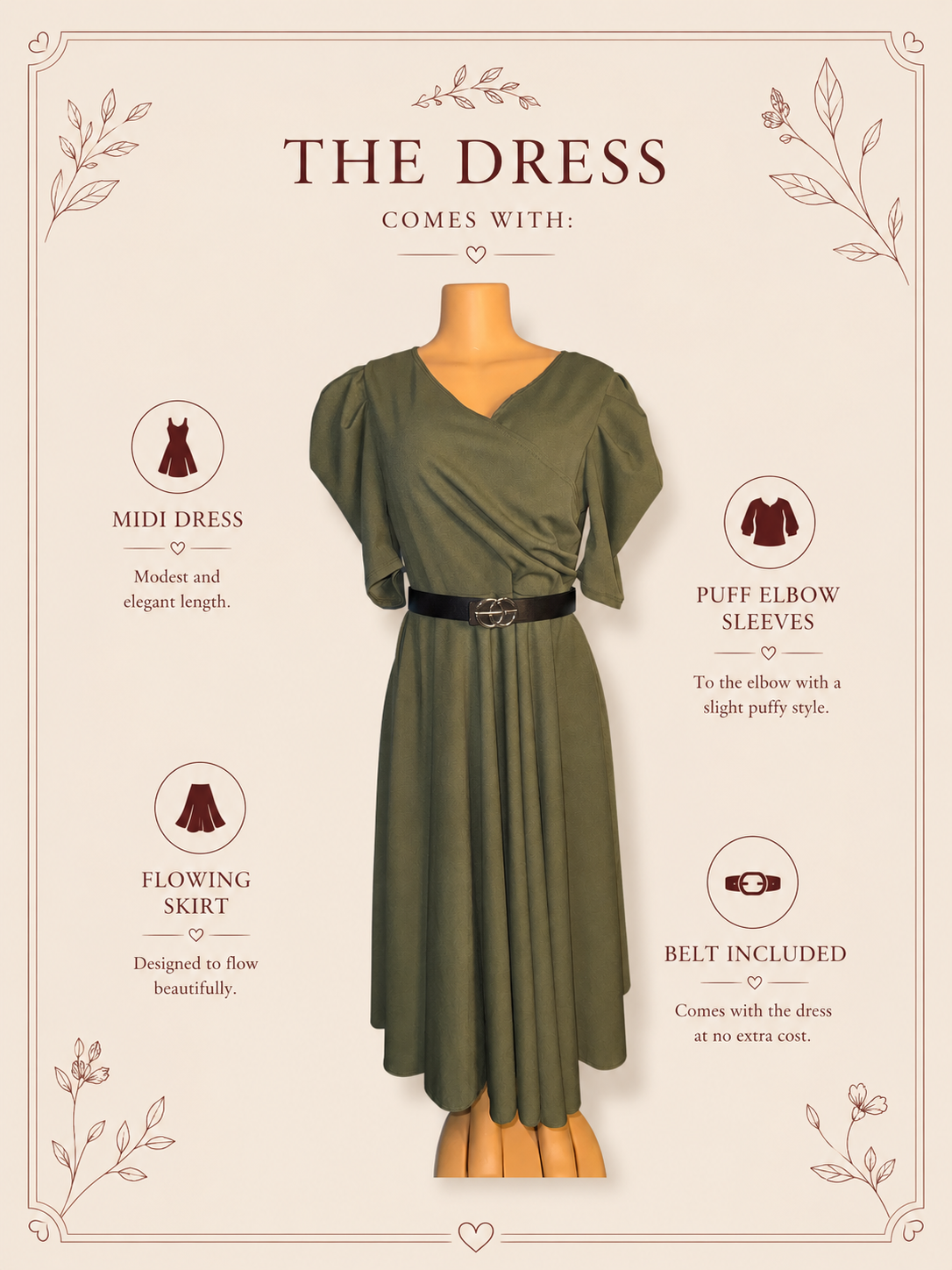 Olive Meadow Midi Dress
