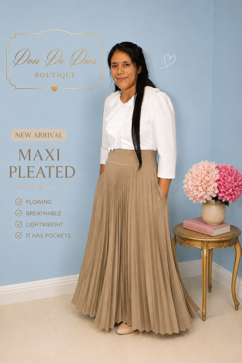Eva Pleated Skirt - Sand