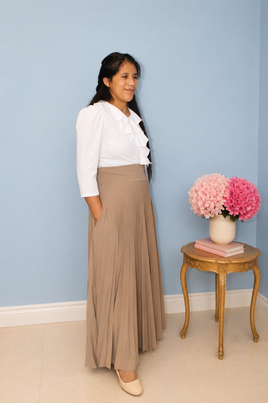 Eva Pleated Skirt - Sand
