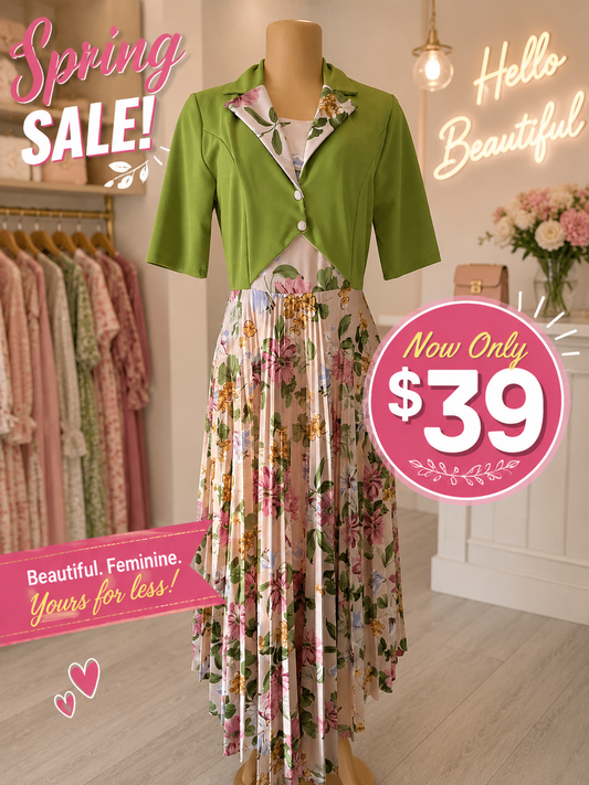 Blush Garden Pleated Maxi Dress