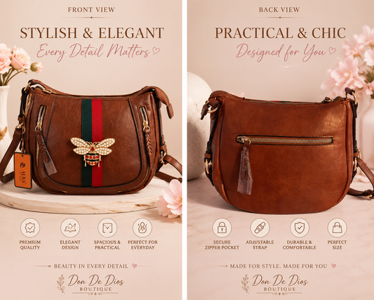 Bee Charm Crossbody handbag- Brown