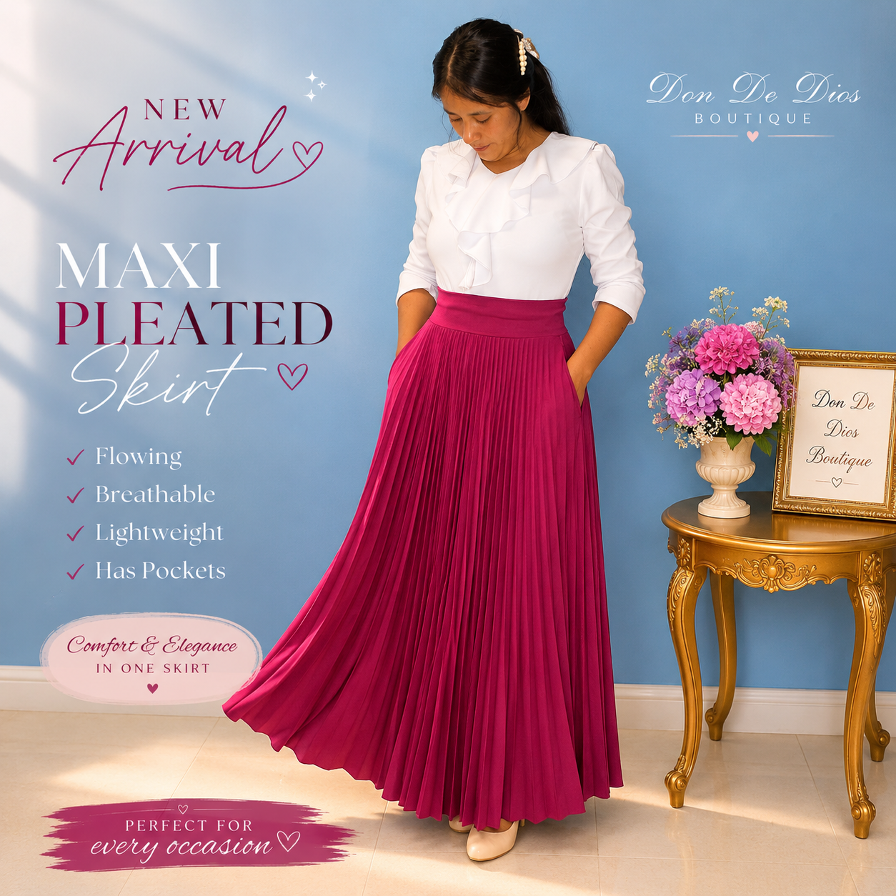 Eva Pleated Skirt - Magenta