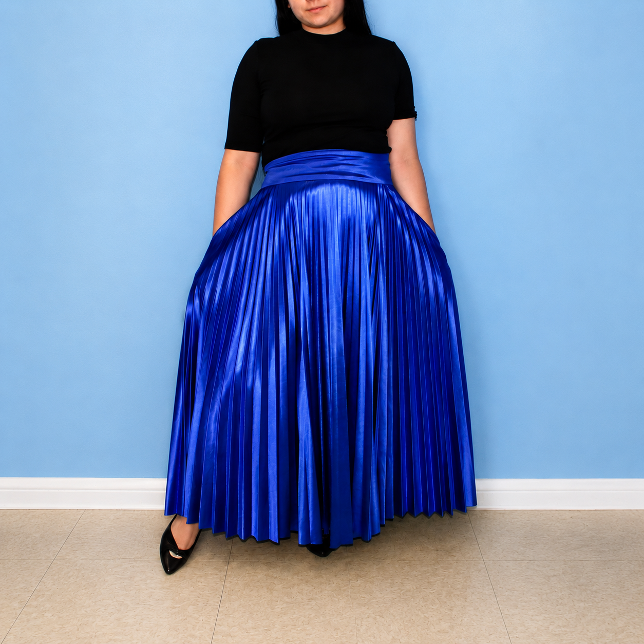Royal Sapphire Pleated Skirt
