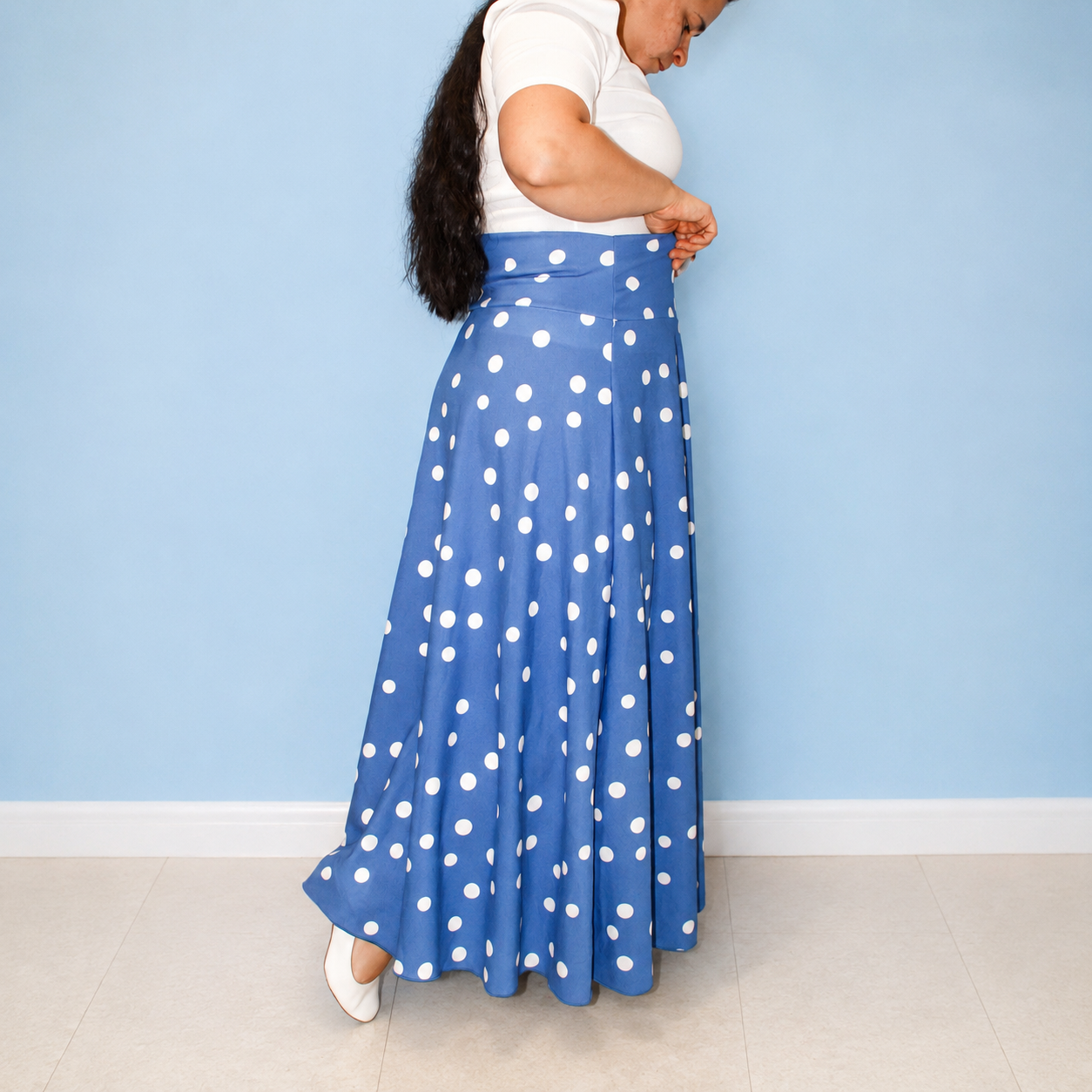 Bluebell Polka Dot Maxi-skirt