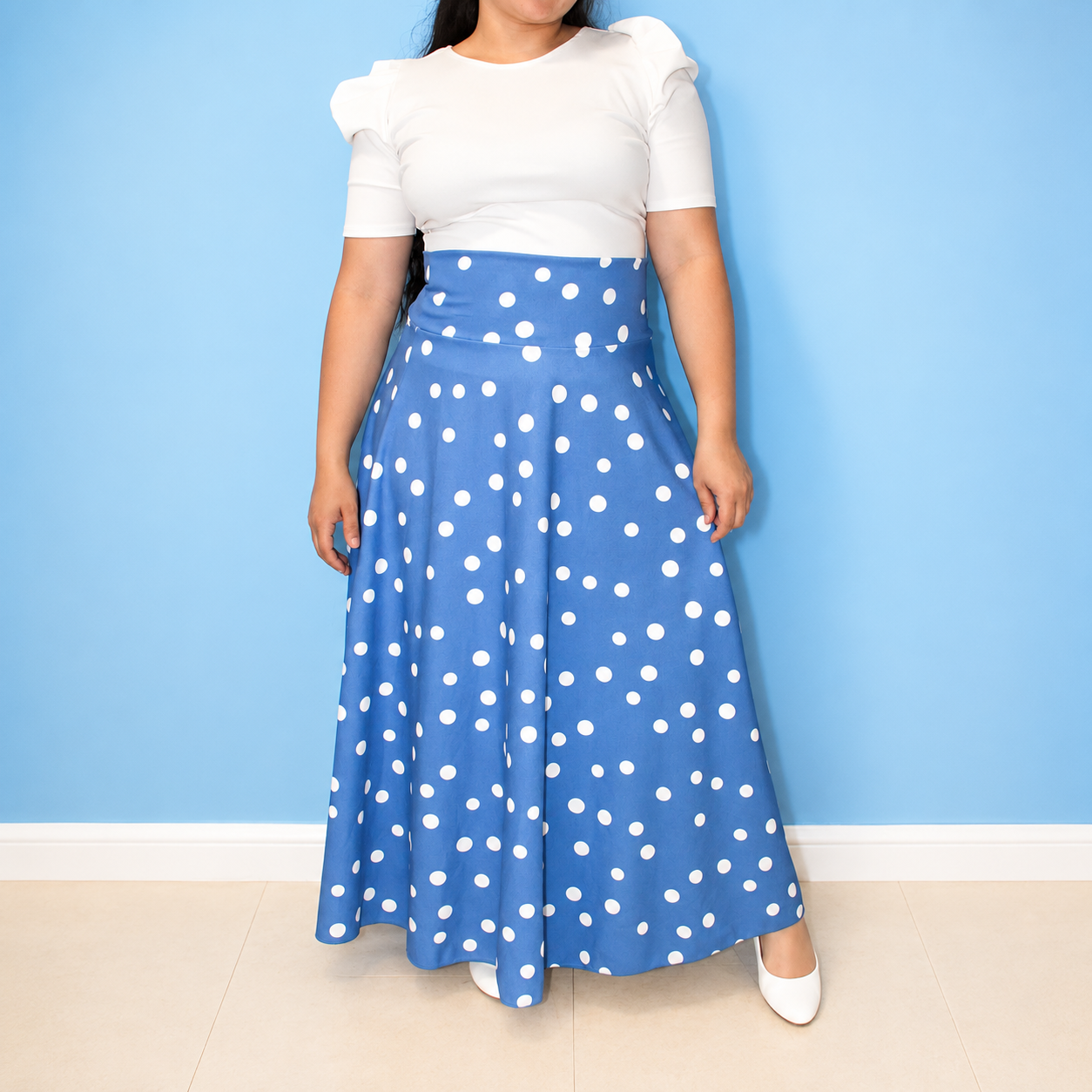 Bluebell Polka Dot Maxi-skirt