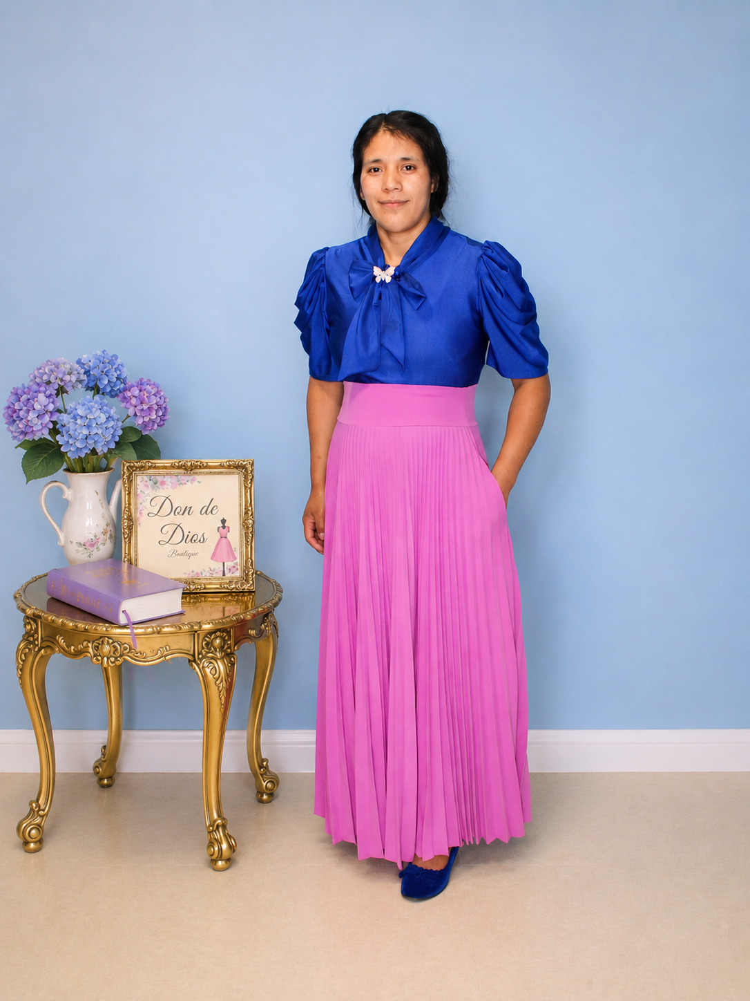 Eva Pleated Skirt- Camellia