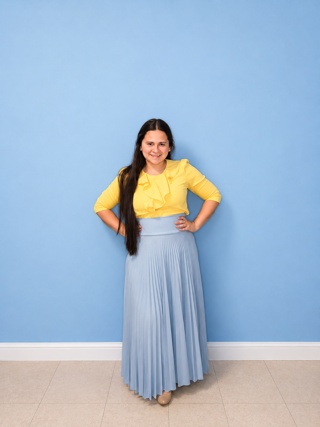 Eva Pleated Skirt- Sky