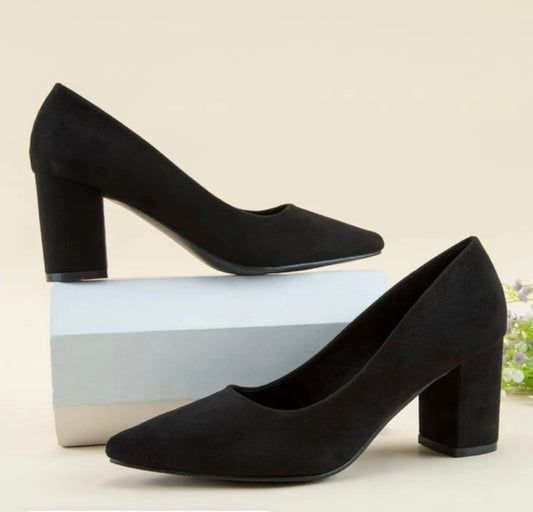 Classic Black Block Heels Pumps